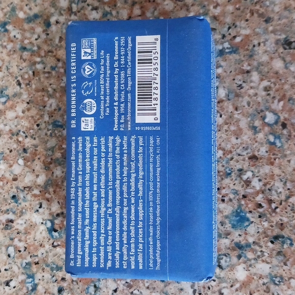 Dr. Bronner's All-One Hemp Peppermint Pure Castille Bar Soap - Picture 2 of 7